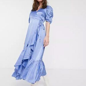 Los Angeles Atelier Puff Sleeve Maxi Wrap Dress Size 6